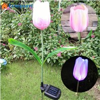 LumiParty LED Solar Powered Light Tulip Orchid Flower Shape Light Perfect Decoration Lamp for Garden Landscape Home Decoration