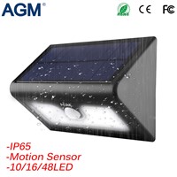 AGM LED Solar Light 48LED PIR Motion Sensor Garden Lamp Waterproof Solar Power Infrared Wall Lighting For Outdoor Fence Pathway