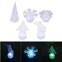 Crystal Acrylic Christmas Tree Santa Snowflake Bell LED Colorful Night Light Christmas Decor Gift Luminous Christmas Supplies