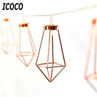 ICOCO 1.5M 10 LED Romantic Rose Gold Metal Diamond Water Drip String Light Patio Lantern for Party Holiday Christmas Decor