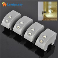 LumiParty Universal Cabinet Door LED Hinge Attached Lights for Kitchen Wardrobe Closet Including Button Battery Night Lights