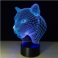 Leopard Bedroom 3D Illusion LED Night Light Changing Color Touch Table Lamp Desk Lighting