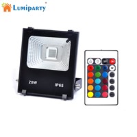LumiParty High Power 20W RGBW LED Project Lamp Light Led Panel Waterproof Timing Changing Color Light Remote Controller Lighting