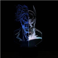 Creative Unique Superhero Two-Faced Clown Batman 7 Color Changing 3D Night Light Colorful LED Touch Table Desk Lamp Child Gifts