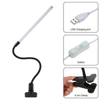 Fashion Clamp Clip Light Table Lamp Stepless Dimmable USB Brightness Adjustable Flexible Lamp Desk Reading Lamp Touch Book Light
