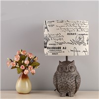 American country garden retro table lamp living room bedroom bedside study desk lamps resin owl fabric table light ZA825531