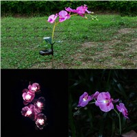 Solar Power Moth Orchid Flower LED Light Lawn Lamp Lanterns Decors Pink