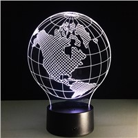 USA Earth Map Light 3D LED Lamp Featuring 3D Wire Frame Images Earth Globe Lamp Handmade Color Changing Lamp 3D Decor Lamps