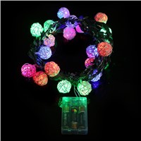 20 LED 2.1m Waterproof Rattan Ball Fairy String Light Battery Operated Xmas Party Decor L15