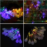 30LED 6.3m Water Drop String Light Solar Power Outdoor Garden Yard Decoration Christmas Holiday Lighting