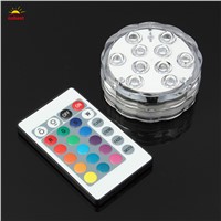 LED Submersible Light RGB Underwater Waterproof 10 LED Luminaria Candle Light Tea Lamp For Pool Centerpieces Water Fountains