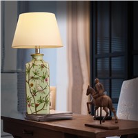 Modern Chinese ceramic table lamp classical warm and elegant bedroom bedside lamp decorative cloth art lamp desk lighting ZA829