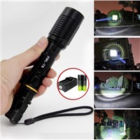 New 1 PC camping Outdoor Flashlight Black Tactical 5-mode chargeable Zoomable  XML T6 LED Flashlight +18650+Charger