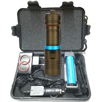 5000LM CREE XM-L2 LED Waterproof Flashlight Light 100m Underwater Diving Flash+DC Charger+AC Charger+Car Charger+18650 battery