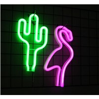 INS Style LED Neon Flamingos Cactus Lights Usb Night Light Neon LED Tape Light Colorful Indoor Home Party Decor