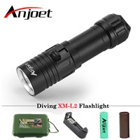 Anjoet Diving Flashlight XM-L2 1 mode lamp IPX8 Scuba lantern led Underwater Dive torch 18650 or 26650 rechargeable battery