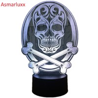 Newest Skull 3D LED Lamp Atmosphere Night Lights LED Lamp Touch Sensor Halloween Theme Party  Living Bedroom Table Desk Decor