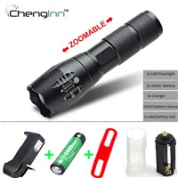 High brightness CREE XM-L T6 LED flashlight Aluminium alloy Zoomable SOS Torch Rechargeable 18650 Riding cycling lamp Chenglnn