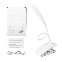 Eye Protection LED Table Lamp Touch Switch 16 LEDs USB Rechargeable Student Book Reading Desk Light Flexible Gooseneck Clip Lamp