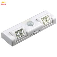 OOBEST 8 LED Motion Sensor Cabinet Cupboard Sensor Lights PIR Bedroom Cupboard Wardrobe Battery Wardrobe Night Light lamp