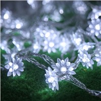 2017 2.5m 20 Lotus Flowers LED String Garland Light Christmas Wedding Holiday Party Home Luminaria Decoration Lamp Fashion New