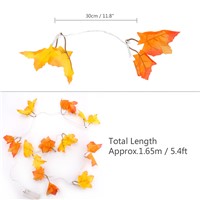 Konesky Colth Maple Leaves Fairy Light Mixed Color Orange Yellow Leaf Autumn String Light 10LED Fall Decoration Battery Operated