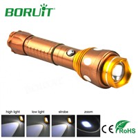 Boruit 1000Lm 4-Mode LED Zoomable Flashlight Torch Rechargeable Portable Camping Hunting Flash Lights Night Fishing Lantern Lamp