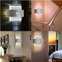 Square White Light PIR Motion Sensor LED Night Light with Rechargeable USB for Living Room / Bedroom / Corridor / Wall