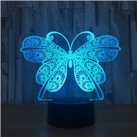 Butterfly 3D Lamp 7 Colors Changing 3D Visual LED Night Light USB Novelty Table Lamp as Home Decor Bedside Lamp For Kid&amp;amp;#39;s Gift
