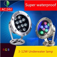 10X 3W 6W 9W 12W RGB / White / Warm White LED Flood Lamp AC24V Underwater Light Source Spotlights Spotlight with Remote Control