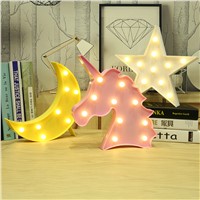 Moon Cactus Cloud Night Light 3D Luminaria Unicorn Star Led Lamp Nightlight Marquee Letter Gift Toys Bedroom Decor For Kids Baby