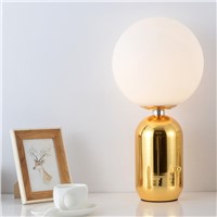 Simple Table Lamp Post modern Style Lamp Plate Metal gold black Milky Frosted Glass Deco Lampe creative G9 led bulb Nordic Light