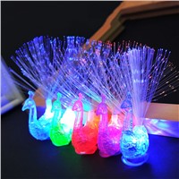 LumiParty Luminous Toy Colorful Peacock Optical Fiber Led Lamp Flash Finger Night Lights for Kids Gifts jk25