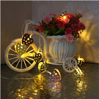 10 LED 1.65M Metal Heart Shape LED Fairy String Lights Warm White Holiday Lighting For Christmas Wedding Party Decoration