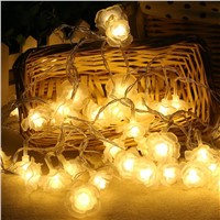 2.2M 20 LED Battery Operated Latex Rose Flower String Lights Wedding Valentine Fairy Lamp Outdoor Garland Christmas Party Decor
