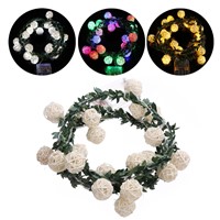 20 LED 2.1m Waterproof Rattan Ball Fairy String Light Battery Operated Xmas Party Decor L15