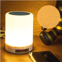 Wireless Bluetooth Speaker Music Sound Box With Alarm Clock Function Touch LED Table Lamp Support Hands-free Call TF Card Slot