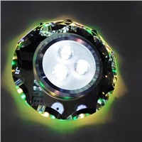 SOLLED 220V 3LED Round Crystal Ceiling Light Bull Eye Lamp Track Light Downlight Spotlight with Side Light for Modern Home