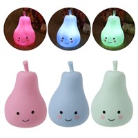Tanbaby Novelty Night Light Battery powered Silicon Soft Cute Pear Creative lights for Children,Safe decoration nursery lamp