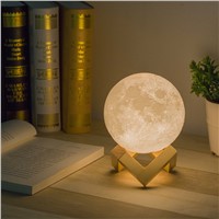 3D LED Lunar Moon Night Light Lamp Rechargeable 2 Color Change Touch Switch Bedroom Bookcase Home Decor Nightlight Creative Gift