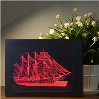 New 3D Sailing Sea Boat Ship Gifts Home Cafe Decor Frame Night Light Led Table Desk 7 Colors Change illusion Lamp Child Kids Toy