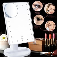 LED Touch Screen Makeup Mirror Professional Vanity Mirror + 22 LED Lights Health Beauty Adjustable Countertop 180 Rotating P15