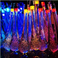 New Arrival Water Drop Shaped LED String with Solar Power Holiday Decoration Light for Christmas Wedding Party Garden RGB Lamp