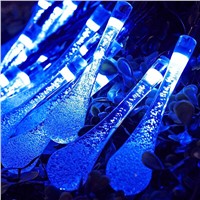 Solar Powered Outdoor LED String Water Drop Shaped Decor Lights for Christmas Wedding Festival Garden Tree Decoration 5M 20LEDs
