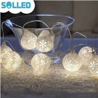 SOLLED 20Pcs Hollow Snowflake Snow Balls Light String Bedroom Window Decoration Outdoor Tent Lamp Bulb String Creative Party