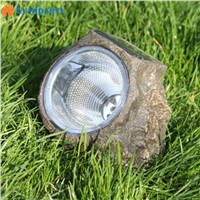 LumiParty 3LED Solar Powered Resin Stone Spot Light Outdoor Decorative Water Resistant LED Landscape Garden Lamp jk30