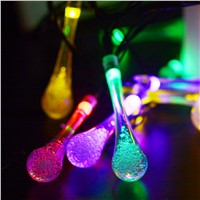 Solar String Lights 30 LEDs Waterproof 8 Modes Water Drop Fairy String Outdoor Lighting Garden Holiday Paty Lights Decoration