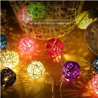 4m 5m Rattan Ball LED Light Wire String Lights Fairy Lanterns Lamp Battery Operated Lights for Festival Christmas Wedding Decor