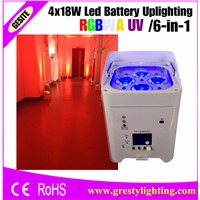 24pcs/lot  with 2 pcs 12 in 1 charge flight case Core 4*18W 6in1 RGBAW UV Battery Powered Wireless LED UPLIGHT WITH APP Mobile