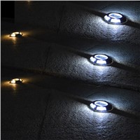 LAIDEYI 4-LED Aluminum Solar Road Stud Lighting Waterproof Security Lights Outdoor Driveway Pathway Yard Garden Step Lamp